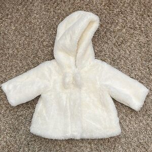 Cozy White Faux Fur Hooded Jacket